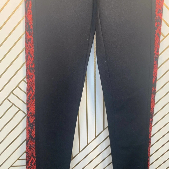 Zara Pants Snake Animal Print Side Stripe‎ Ponte Knit Black Leggings Size Small - Picture 4 of 12